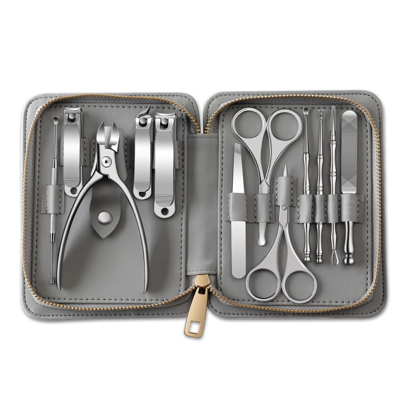 Manicure Pedicure Set With Leather Portable Case